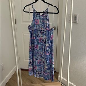 Lilly Pulitzer Blue and Pink Sailboat/Firework Sleeveless Dress